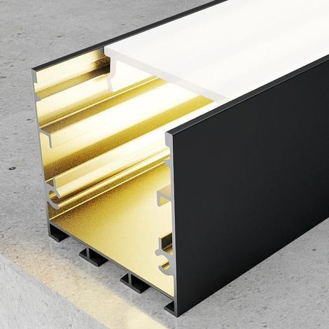 IluminaShop - Perfil de Aluminio Fate Lacado Negro 12V/24V/220V 2 metros – Opcional colgante