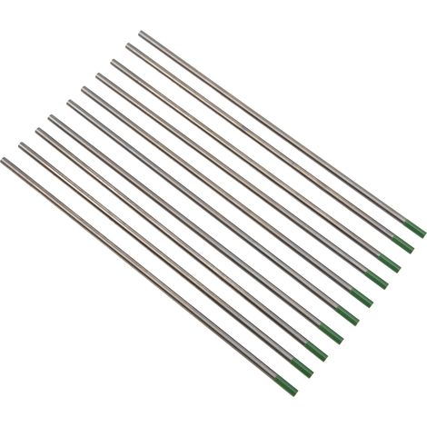 Lot de 10 électrodes TIG WP pointe verte, aiguilles 3,0 x 150 mm, accessoires de soudage professionnels, tungstène pur. (1/5)