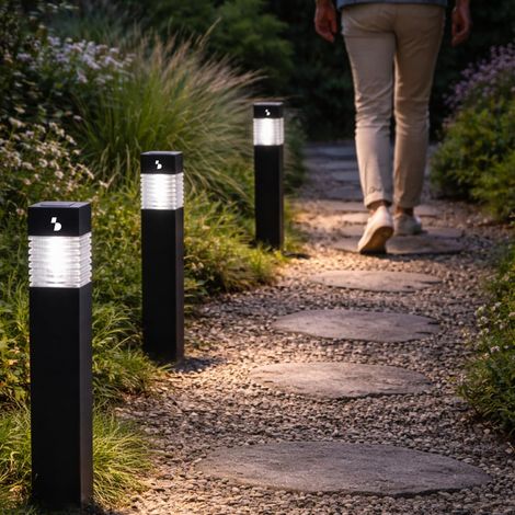 BEPER P207ILO030 Lot de 3 lampes solaires de jardin pour marches, lampes solaires LED d'extérieur avec piquet, allumage automatique, éclairage de chemin et de parterre de fleurs, IP44 (1/5)