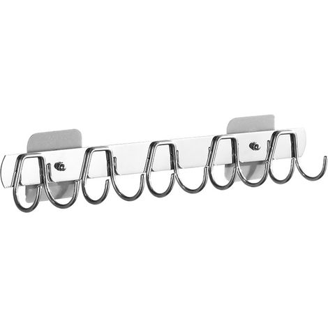 Crochets pour étagère de cuisine, adhésif puissant, acier inoxydable, fixation murale, crochet porte-serviettes incurvé, support pour tringle de salle de bain (1/5)