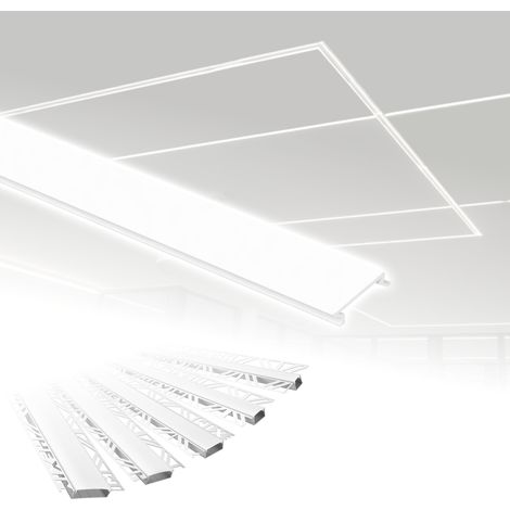 HEXIM LED Trockenbauprofil 2m Aluminium Profil Unterputz Lichtleiste für LED-Streifen inkl. Abdeckung: ALED 2 - 20mm Leuchtbreite, opale Abdeckung