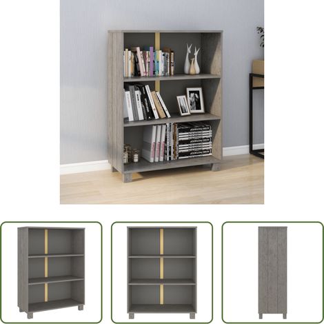 vidaXL Bibliothèque en bois - Bibliothèque HAMAR Gris clair 85x35x112 cm Bois de pin massif (1/5)
