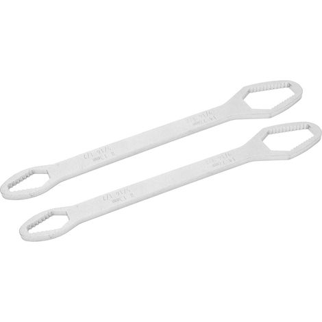 2 clés mixtes universelles auto-serrantes à double embout étoile réglables 8-22mm 260mm long argent électrozingué (1/5)