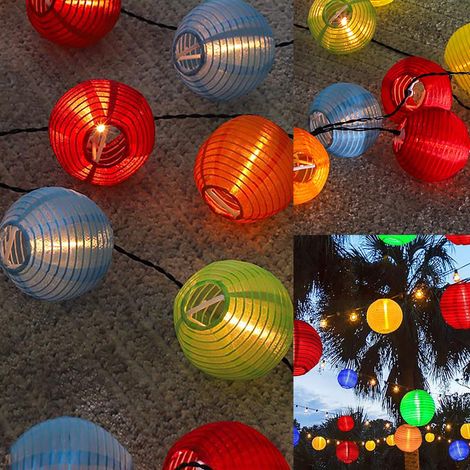 Guirlande Solaire LED Extérieure - Lanterne Tissu Polyester 1 5 M - Pour Balcon Terrasse Jardin - 30 Pièces (1/5)