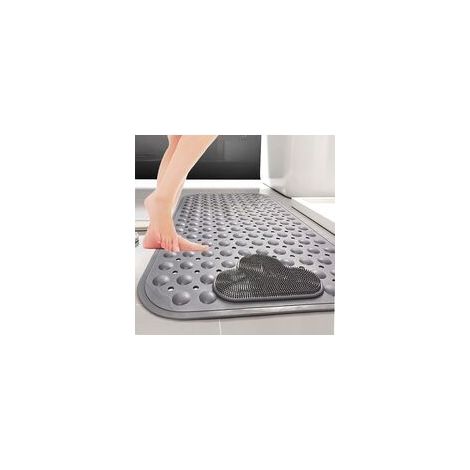 Rutschfeste Duschmatte 70 x 40 cm, Badematte mit Saugnapf, ideal für Fußmassage – Grau (1/5)