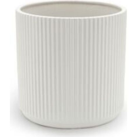 Weißer Keramik-Blumentopf mit vertikalen Streifen – Ideal für Zimmerpflanzen, Wohnzimmerdekoration, Büro oder Hängegarten, geeignet für verschiedene Grünpflanzen, 9,5 cm Durchmesser, Höhe – Crezuo