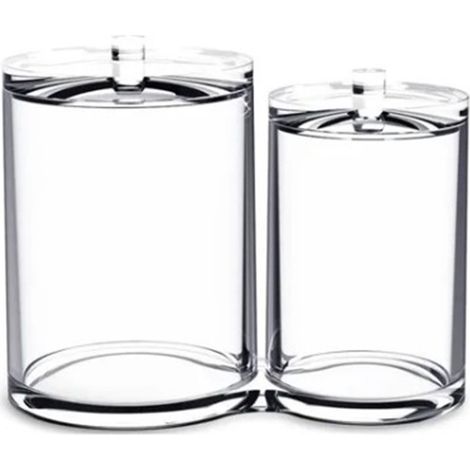 Porte-coton Qtips transparent, boîte de rangement cosmétique en plastique pour bureau, coton-tige, disque démaquillant, fil dentaire. (1/5)