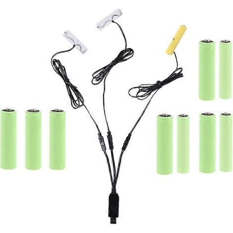 Adaptateur secteur USB 3 en 1 pour piles factices AA (remplace 2 piles AA + AAA 1,5 V) (1/5)