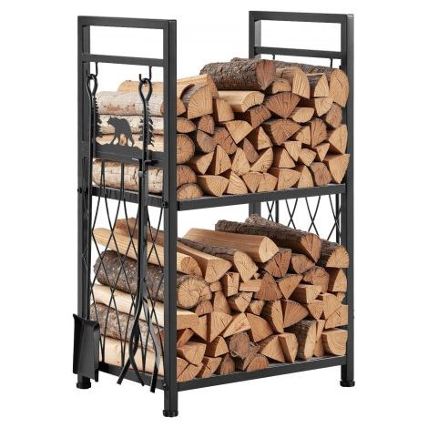Support à bois de chauffage à 2 niveaux range-bûches d'intérieur (1/5)