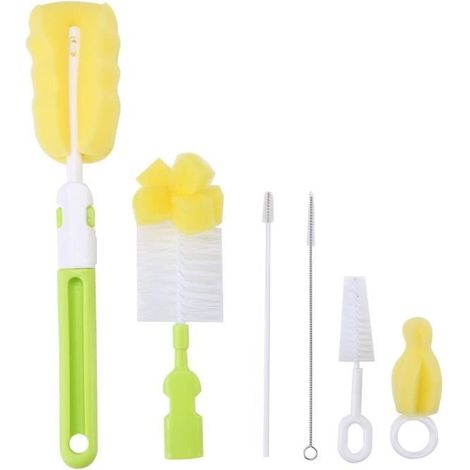Brosse de nettoyage - Kit de 6pcs pour biberon - Éponge rotative flexible (1/2)