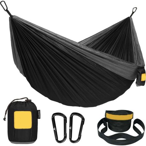 Noir, 270 x 140 cm Hamac de camping double/simple, léger, lavable, hamac-panier portable pour l'extérieur