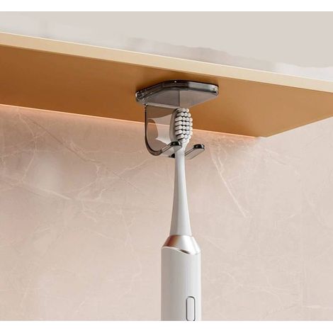 Portaspazzolino da parete 3 pezzi per bagno e WC - portaspazzolino da parete per bagno - portaspazzolino senza fori preforati (grigio elegante)