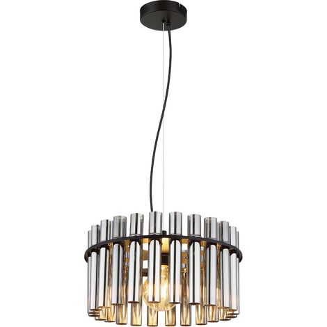 Suspension, plafonnier, verre fumé, hauteur réglable, H 120 cm