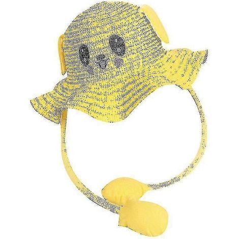 Chapeau d'été lapin pour enfants avec oreilles mobiles-yellow