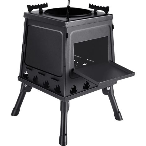 Poêle à bois, design portable, cuisson multifonctionnelle, noir (1/2)