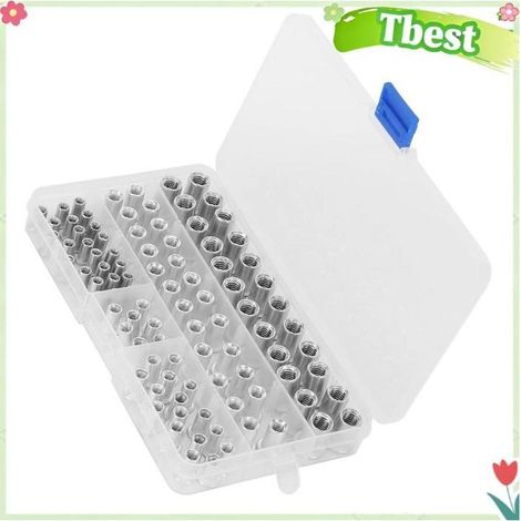 Tbest Écrous à riveter 100 Pièces écrous à Rivets M4 M5 M6 M8 Inserts Filetés à Tête Plate en Aluminium Outils quincaillerie ecrou (1/5)