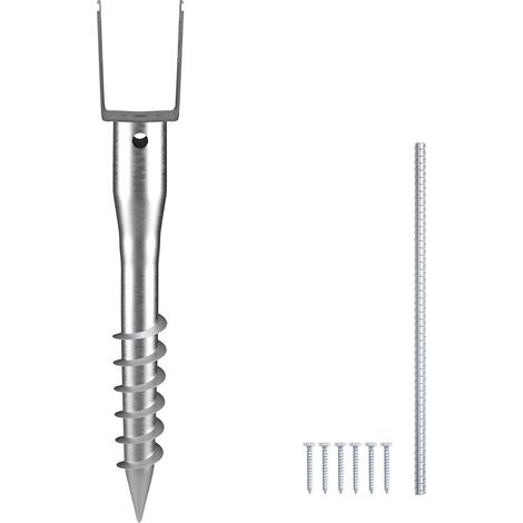 Bricoleurs Pose Facile sans Creuser Support de Poteau à Visser 100x70x700 mm Ancre en Acier avec 6 Tire-fonds pour Bois 89mm (1/5)