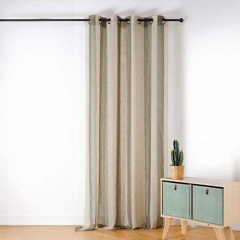 Voilage en voile rayé Kaki 140x280 cm (1/3)