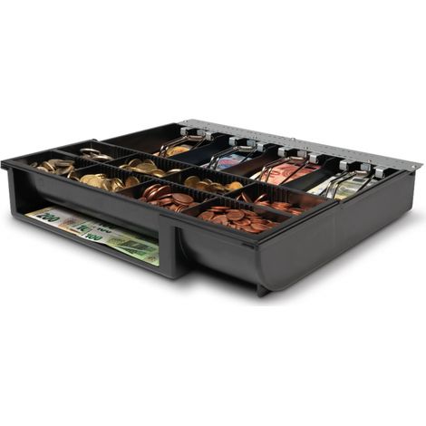 Tiroir-caisse Coffret à monnaie 8 compartiments pour pièces – 4 compartiments pour billets – Dimensions 358x328x64mm – Poids 1,2kg – Safescan - sd-4141t1 (1/5)