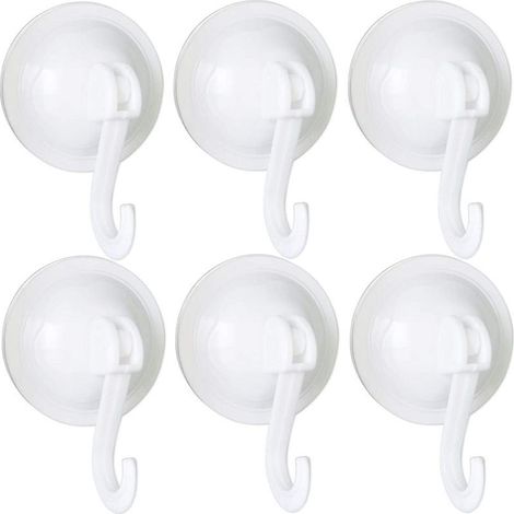 Lot de 6 cintres muraux réutilisables avec crochet à ventouse de 70 mm, imperméables et sans traces, adaptés pour manteaux, écharpes, serviettes, sacs, salle de bain, cuisine, clés de bur (1/5)