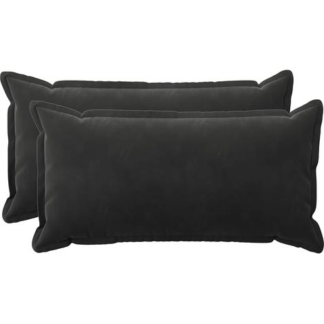 Housse de coussin 2 pcs HOUTEN Noir 40 x 70 cm Velours vidaXL (1/5)