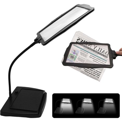 Lampe Loupe avec Lumière Et Support 3X, Loupe De Lecture avec Lumière Et Support, 2 en 1 Lampe Loupe De Bureau 48 LED, USB 360° Lampe pour La Lecture, La Couture, Les Travaux Manuels(Lumière Blanche)
