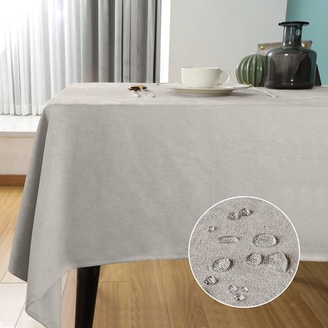 Nappe lavable 140x240 cm rectangulaire, anti-taches, facile d'entretien, blanc