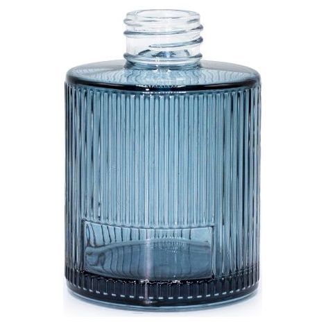 Botella redonda acanalada para difusor de varillas de 150 ml  - Azul ahumado