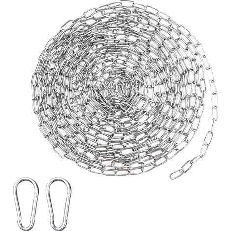 Chaine Acier Inoxydable 304, 6m Chaine Acier Avec 2 Crochets Plats, Chaîne De Sécurité De 1,5mm D'épaisseur, Chaine Acier Inoxydable Bricolage Pour Clôture, Promenade Et Chaîne De Chien