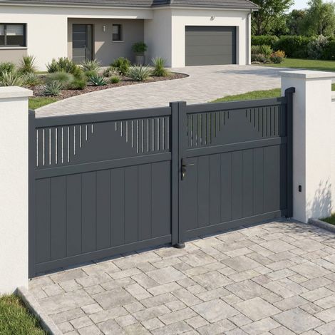 Portail battant aluminium anthracite 300x140 cm motorisable (1/5)