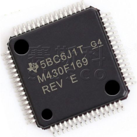 Electronic components, chips and electronic components MSP430F169IPMR and MSP430F235TPMR, 5 units of each.