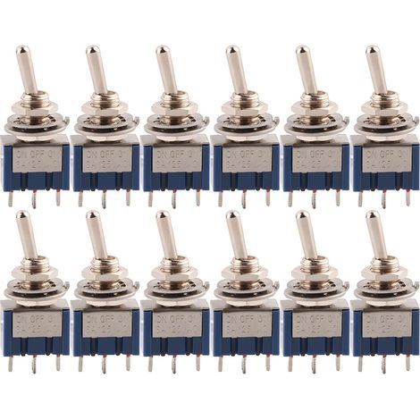 12 Pièce Mini Interrupteur à Bascule, AC 125V 6A ON-OFF-ON 3 Broches 3 Position SPDT Interrupteur a Bascule Autobloquant pour Pièces D'auto Bleu (1/5)