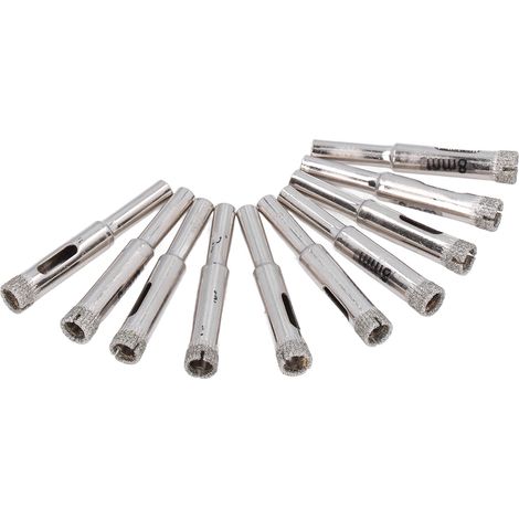 10 Pièces Trépan Diamant Brasé Ouverture Perceuse pour Verre Granite Marbre Céramique Carrelage 8mm (1/5)
