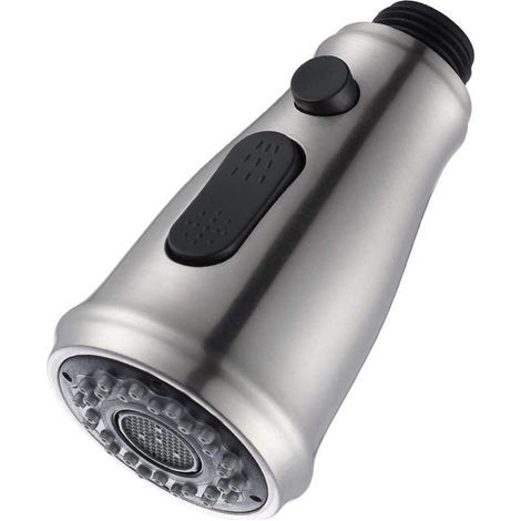 Kitchen Tap Spray Head, 3 Modes Taps Aerator with Control Button Anti-Splash Universal G 1/2 Pull Out Sink Tap Sprayer Attachment Water Saving, Nickel Brushed (1/5)