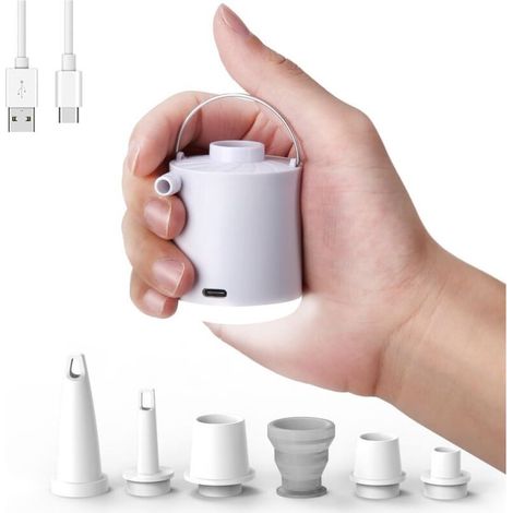 Gonfleur Électrique Rechargeable, Pompe à air Portable avec Lumière LED, Gonfleur/Dégonfleur avec 5 Buses pour Matelas Gonflable, Piscine, Bouée, Bateau Pneumatique, Anneau de Natation (1/5)