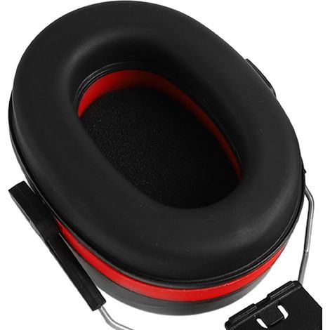 Casque de chantier anti-bruit à fixation oreillettes réglables extensibles, lot de 2, rouge et noir (1/5)