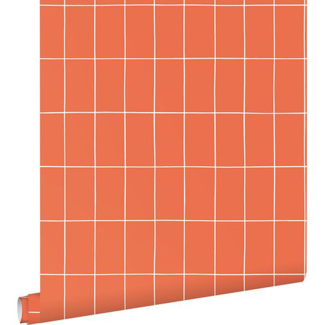 papier peint carrelage orange et blanc - ESTAhome (1/5)