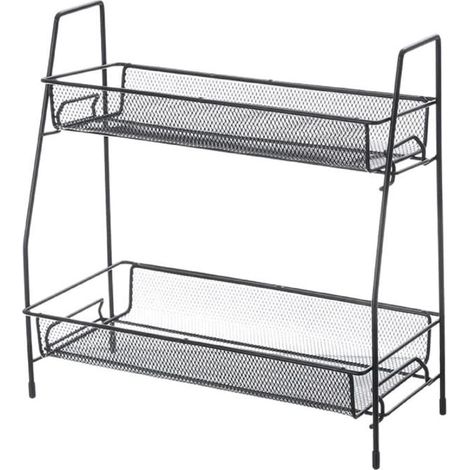 Porte-épices double noir, étagère de rangement pour cuisine, 1 pièce (1/4)
