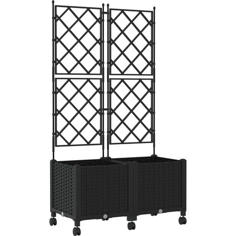 Jardinera con enrejado y ruedas 2 uds. Negro 80 x 40 x 149 cm vidaXL (1/5)