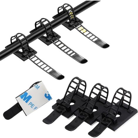 Pack of 50 self-adhesive cable ties - adjustable nylon cable ties - self-adhesive cable clips - desktop cable organizer - reusable cable ties - AquaForge (1/5)