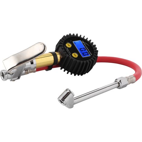 Gonfleur Pneus Voiture Moto Compresseur Air Portable avec Manomètre Numérique Testeur 3-200PSI Universel (1/5)