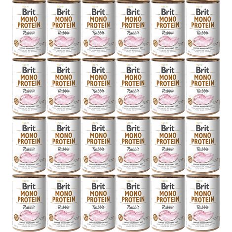 BRIT Mono Protein Rabbit - alimento húmedo para perros con conejo - 24 x 400 g (1/4)