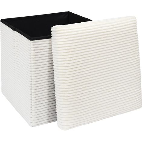 Coffre pouf pliable cotele beige 38x38x38 cm (1/5)