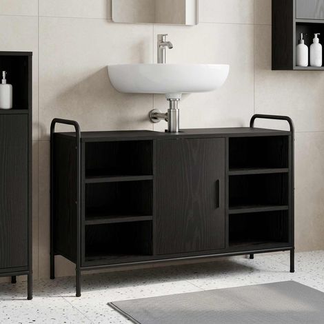 Mobile da Bagno Rovere Nero 95 x 34 x 61 cm vidaXL (1/5)