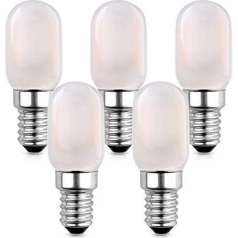 LED Filament Candelabra Ampoule, Lampe E14 LED Ampoule Pour Réfrigérateur, 1W Vintage Tubular Night Light Ampoule Blanc Chaud 2700K, 10W équivalent non-gradable, 5-Pack (1/5)