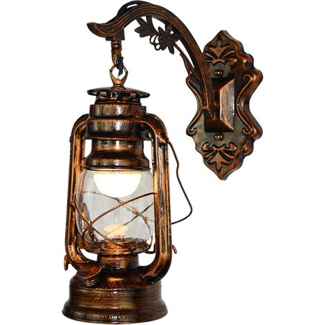 1 Lampe murale,Design industriel rétro,Lanterne en fer forgé,Éclairage LED,Pour couloir et chambre (1/5)