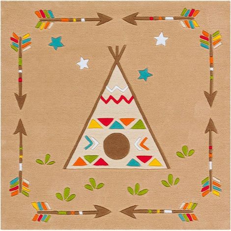 Tapis tufté à la main spirit glowy 3142 multicolore indian - 130 x 130 cm