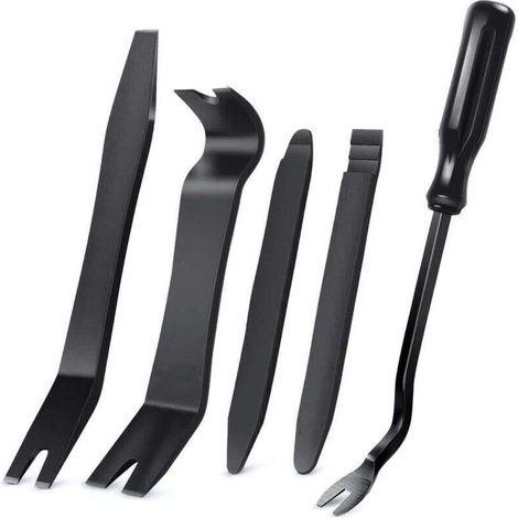 Kit di attrezzi per la rimozione di finiture auto, kit di attrezzi antigraffio per la rimozione di pannelli delle portiere e cruscotti audio - 5 pezzi neri