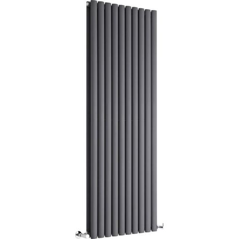 Milano Aruba Anthracite Vertical Column Double Oval Panel Radiator - 1600mm x 590mm (1/5)