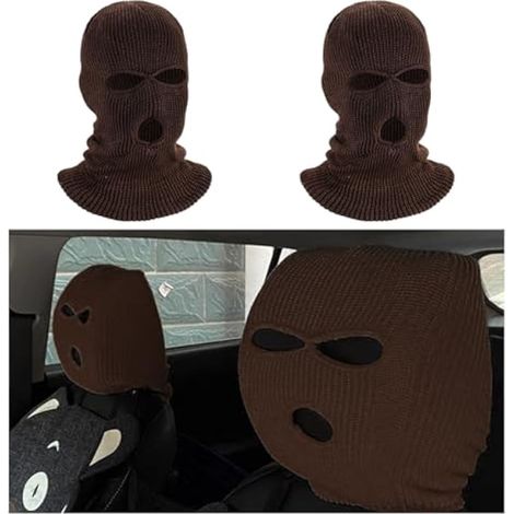 Ohleats Lot de 2 housses pour appuie-tête de voiture, masques de ski pour appuie-tête de voiture, accessoires universels pour la plupart des véhicules, accessoires de voiture universels (café) (1/5)